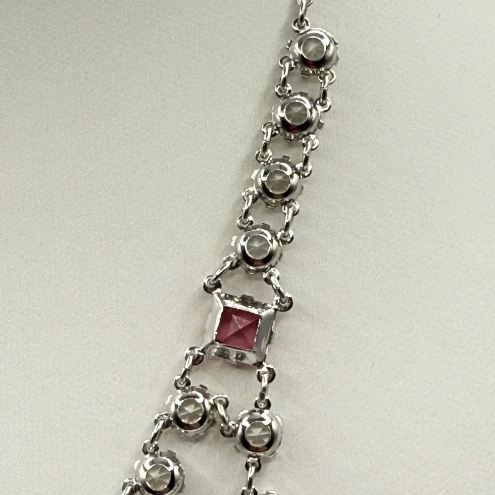 Vintage Art Deco 12k Gold Filled Open Back Crystal Riviere Festoon Necklace - Picture 5 of 7